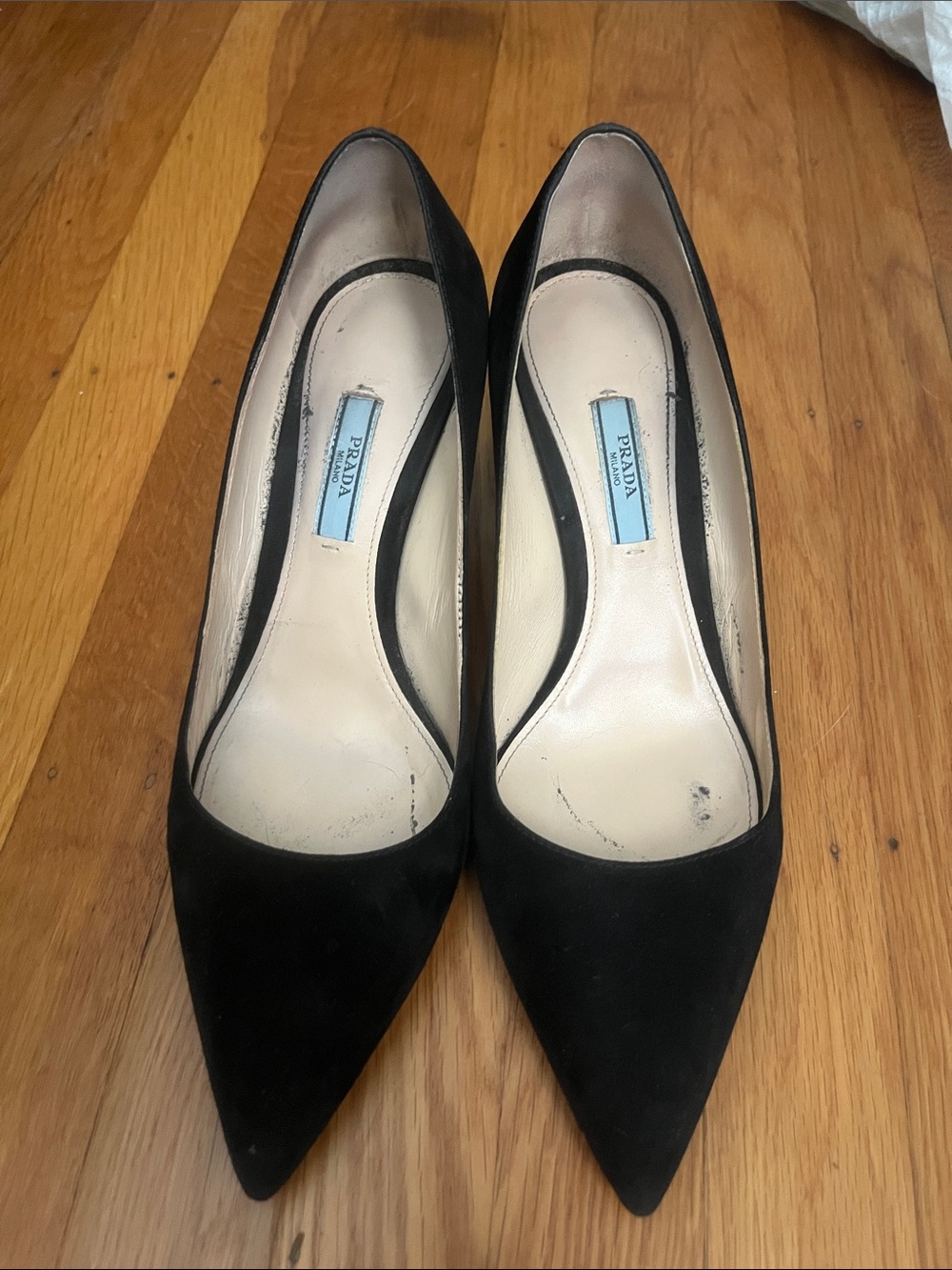 Prada Black Suede Pointed Pumps